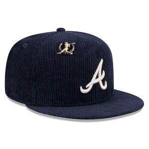 NEW New Era Atlanta Braves RARE Corduroy size 7 1/8 Hat Blue